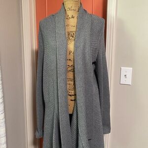 White House Black Market Gray Ribbed Open Front Cardigan